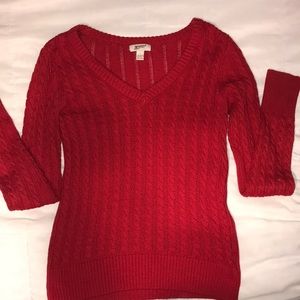 Red cardigan sweater!